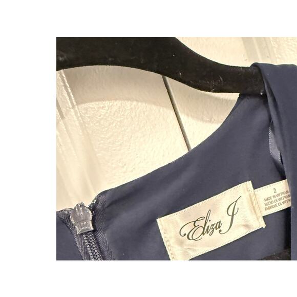 Anthropologie 2 Eliza J Wide Leg Jumpsuit Flutter Sleeve V-Neck Boho Navy Blue - Picture 4 of 8